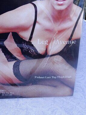 New. Fishnet Thigh Highs with Lace Top by Leg Avenue